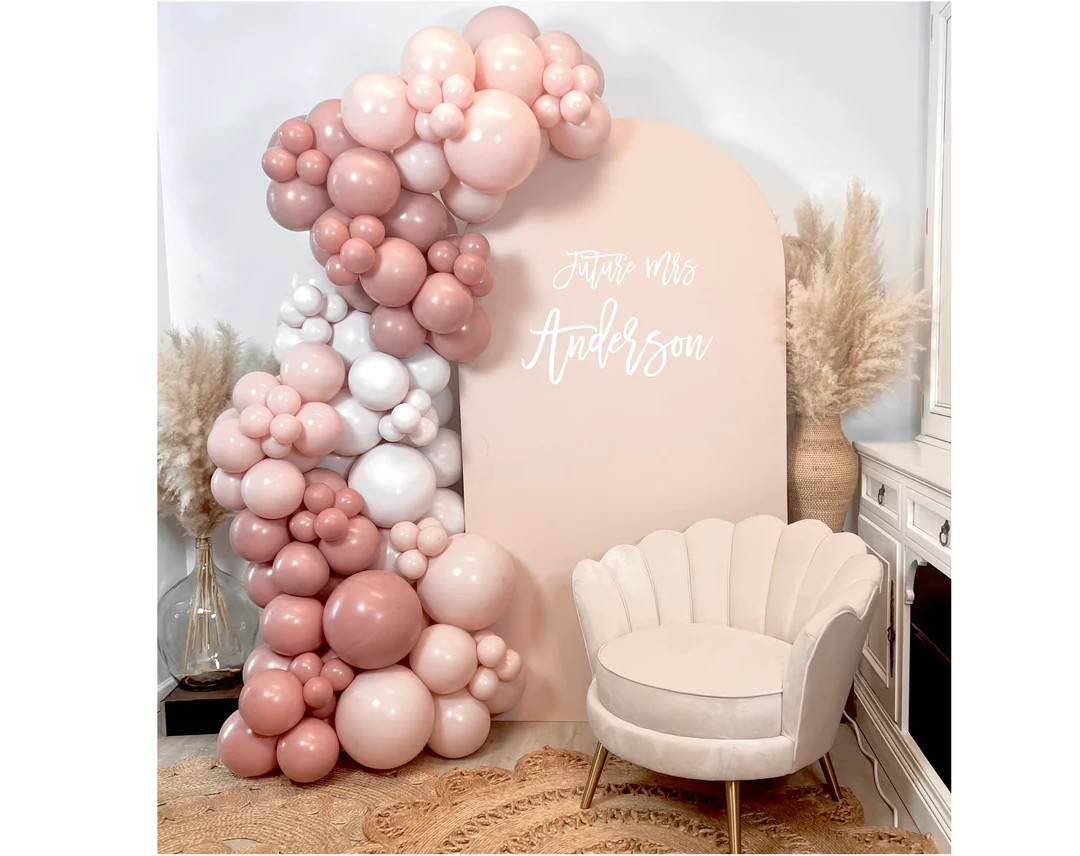 Blush and Dusty Rose Boho Balloon Garland Kit | MATTE Balloons | Boho Balloon Arch Kit | DIY Ball... | Etsy (US)