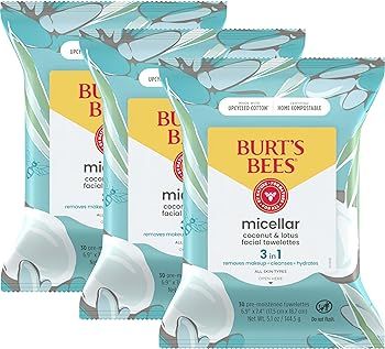 Burt's Bees Coconut & Lotus Face Wipes, Mothers Day Gifts for Mom for All Skin Types, Micellar Ma... | Amazon (US)