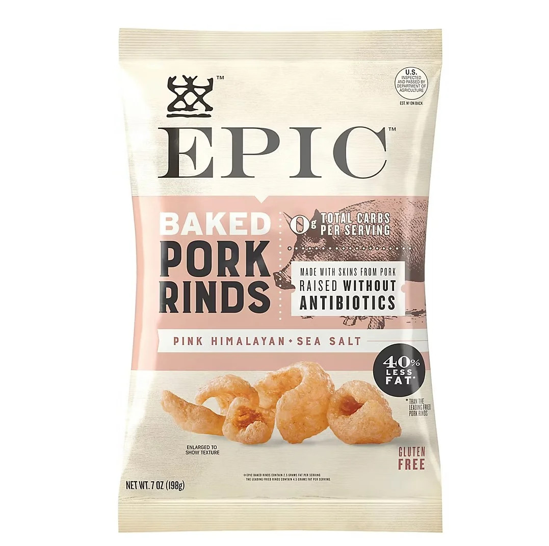 EPIC BAKED PORK RINDS PINK HIMALAYAN SEA SALT 7 OZ MADE WITH SKINS FROM PORK RAISED WITHOUT ANTIB... | Walmart (US)
