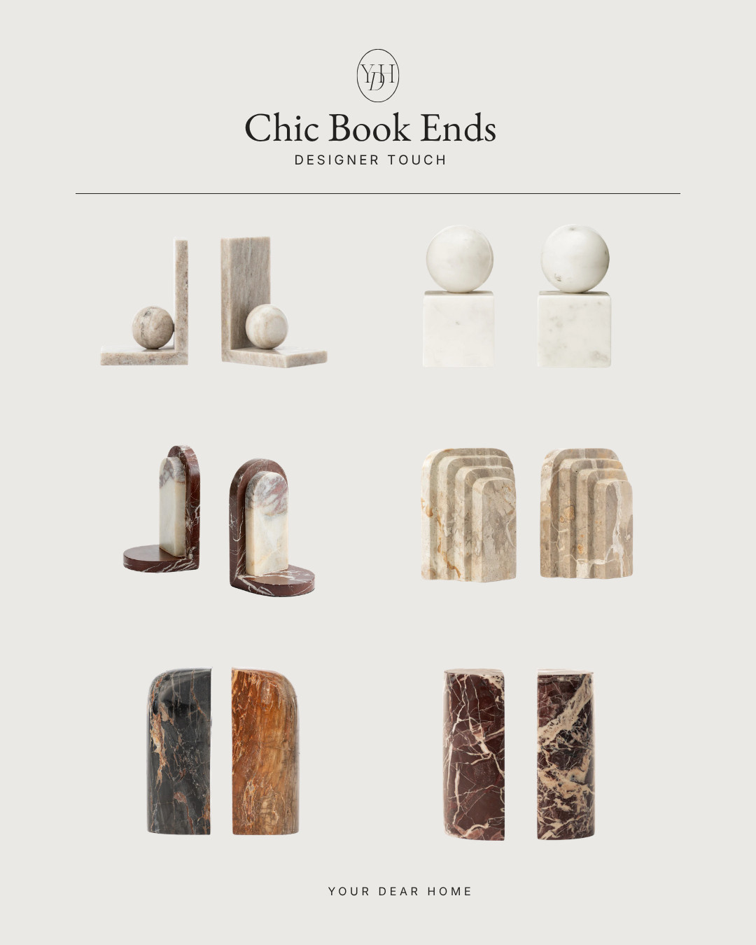 Bookends are one of those small details that make shelves feel polished and intentional. These marble styles double as decor while keeping books beautifully styled. 

 #LTKHome