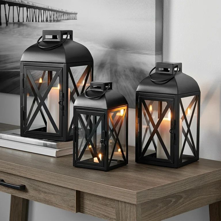 Mainstays 12" Black Metal Lantern, Medium | Walmart (US)