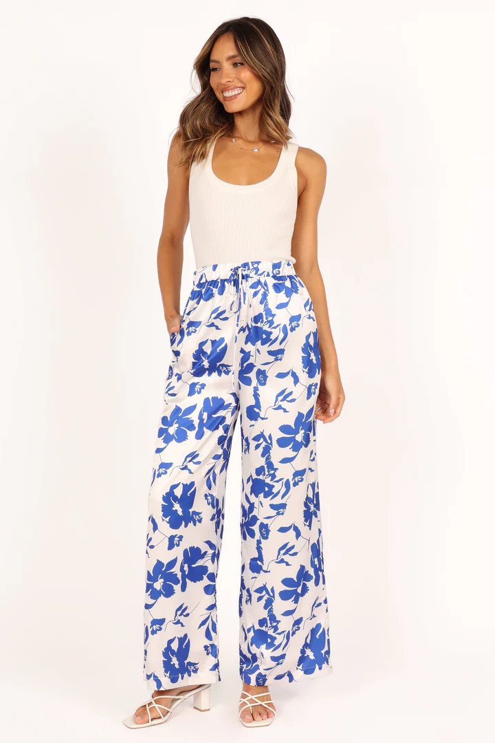 Keely Wide Leg Pant - Blue Floral | Petal & Pup (US)