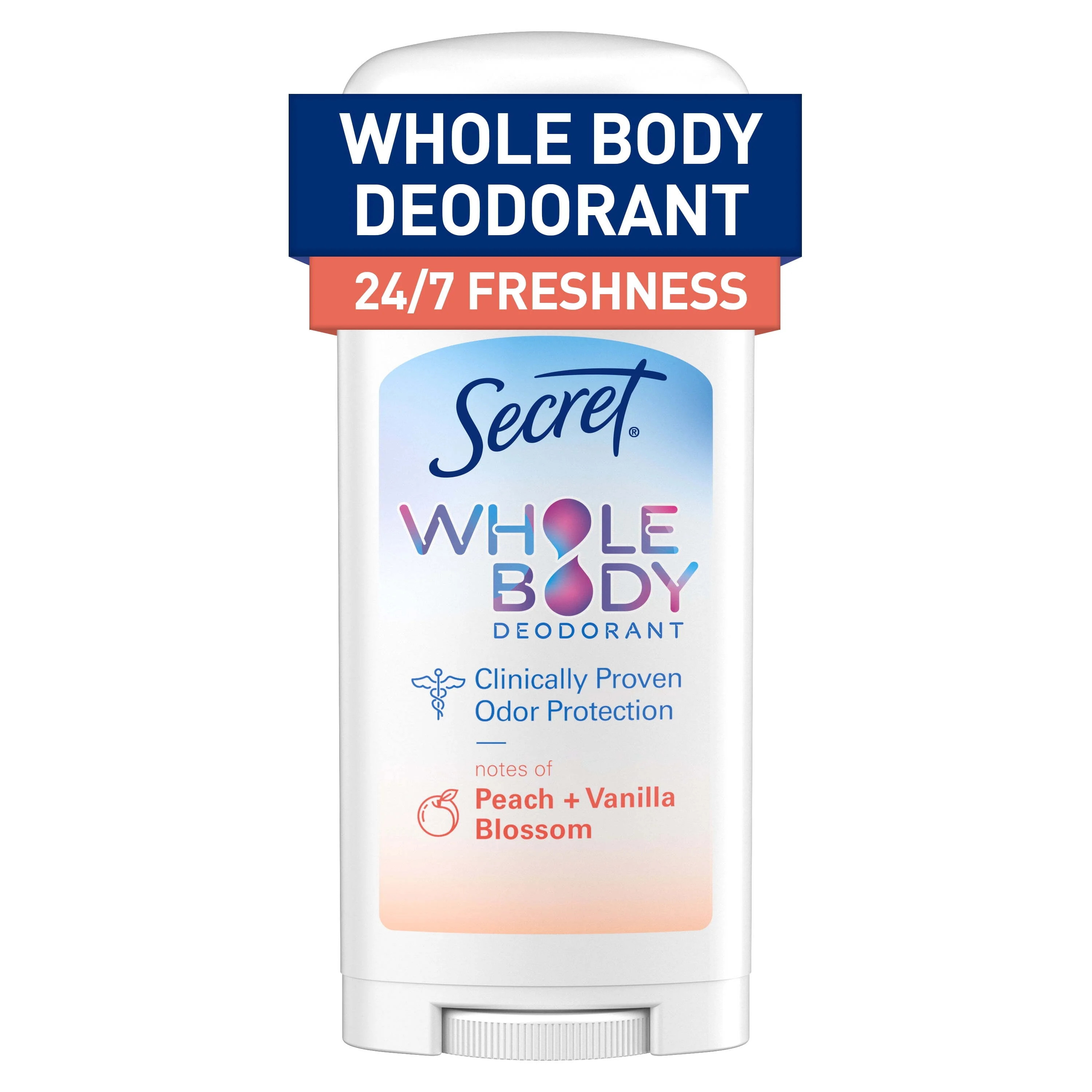 Secret Whole Body Deodorant Stick Aluminum Free, Peach & Vanilla 2.6oz | Walmart (US)