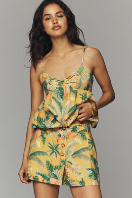 Farm Rio Palm Cotton Shorts | Anthropologie (US)
