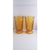 Iced Tea Drinking Glasses/ Vintage Amber Goblets/Flare Rim Glass Set Of 2 Replacement Goblet | Etsy (US)