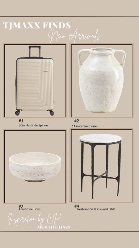 TJMAXX NEW ARRIVALS
HOME DECOR, designer inspired, travertine, ceramic vase, modern organic, travel must have. Suitcase, side table, marble, marble table, marble lamps, coffee table books, living room table, living room decor 

#LTKfindsunder50 #LTKhome #LTKstyletip