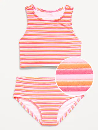 Textured Striped Tankini Swim Set for Girls | Old Navy (US)