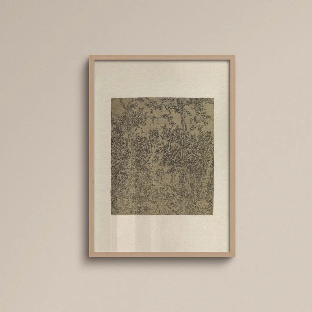 Vintage Tree Sketch Print | FRAME option | Giclee Print, Antique Textile Poster, Landscape Wall a... | Etsy (US)