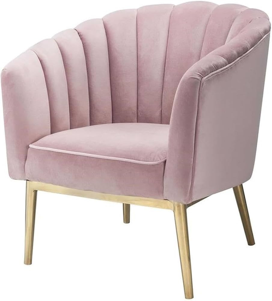 Acme Colla Velvet Upholstery Accent Chair in Blush Pink and Gold | Amazon (US)