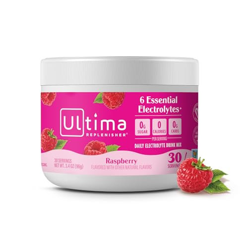 Ultima Replenisher Daily Electrolyte Powder Drink Mix – Sugar Free – Raspberry, 30 Servings – Hydration Powder with 6 Key Electrolytes and Trace Minerals – Keto Friendly, Vegan, Non-GMO | Amazon (US)