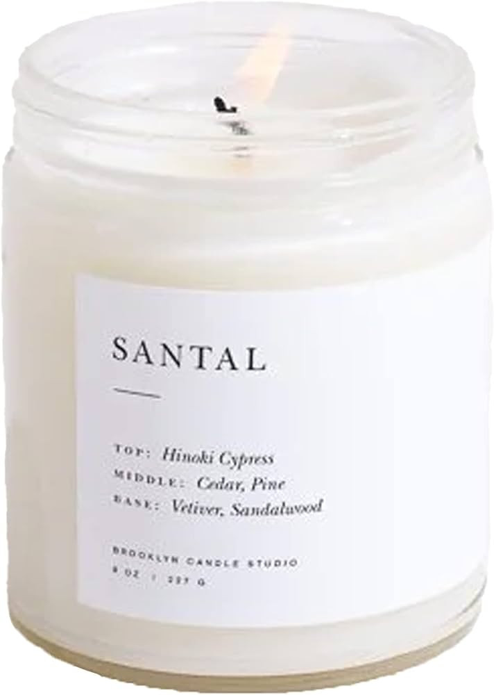 Brooklyn Candle Studio Santal Jar Candle - Vela perfumada de lujo, cera de soja vegana, vertida a... | Amazon (US)