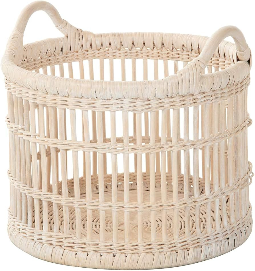 Kouboo Rattan Basket, White-wash small | Amazon (US)