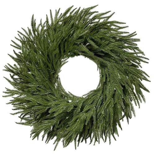 24 inch Norfolk Pine Wreath,Christmas Wreath for Front Door,Artificial Real Touch Wreath for Door... | Amazon (US)