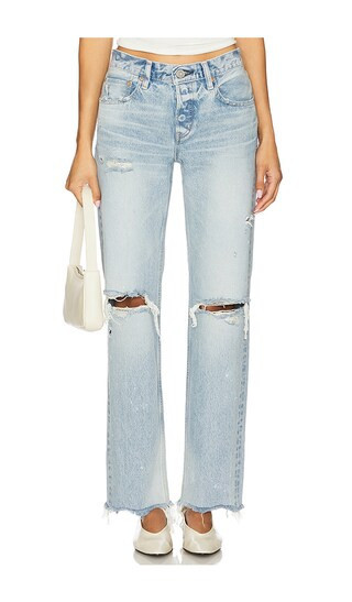 Moussy Vintage Odessa Straight-low Jeans in Blue. - size 30 | Revolve Clothing (Global)