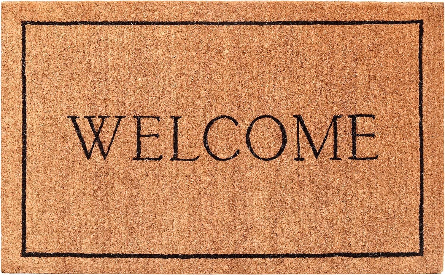 Calloway Mills AZ104811830 Welcome Border, 100% Coir Doormat, 18" x 30" x 1.50", Natural/Black | Amazon (US)