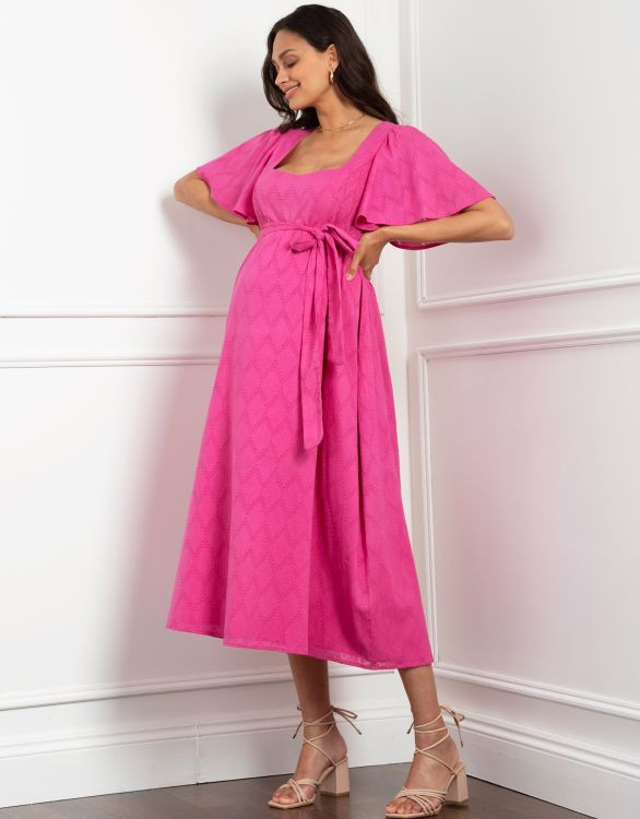 Maia | Fuchsia Pink Cotton Broderie Maternity & Nursing Dress | Seraphine US