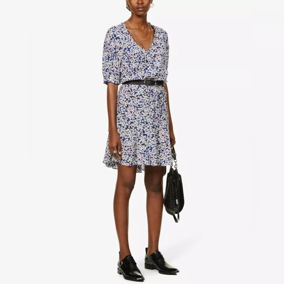 [zadig & voltaire] remove begonia print woven mini dress blue floral S/M | Poshmark