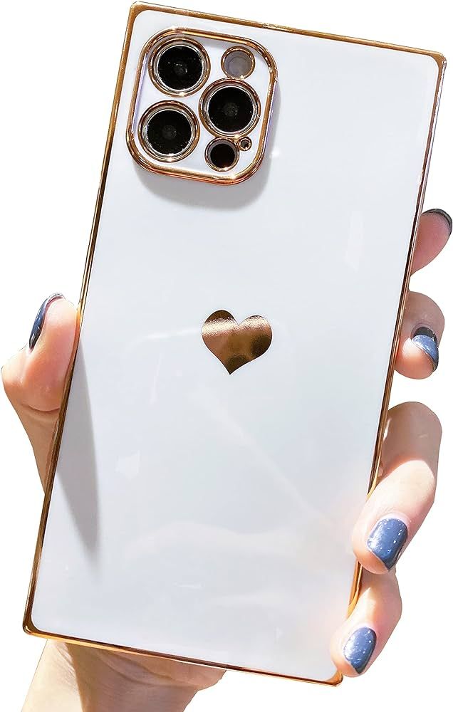 iPhone 12 Pro Max Case Square, Tzomsze Cute Aesthetic Full Camera Lens Protection & Electroplate ... | Amazon (US)