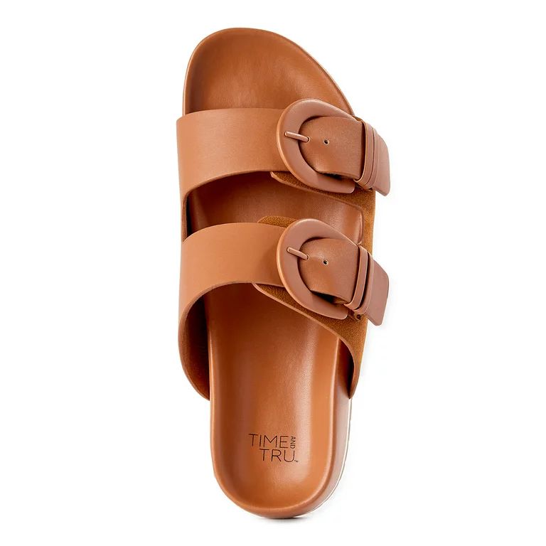Time and Tru Women's Footbed Slide Sandals - Wide Width Available | Walmart (US)