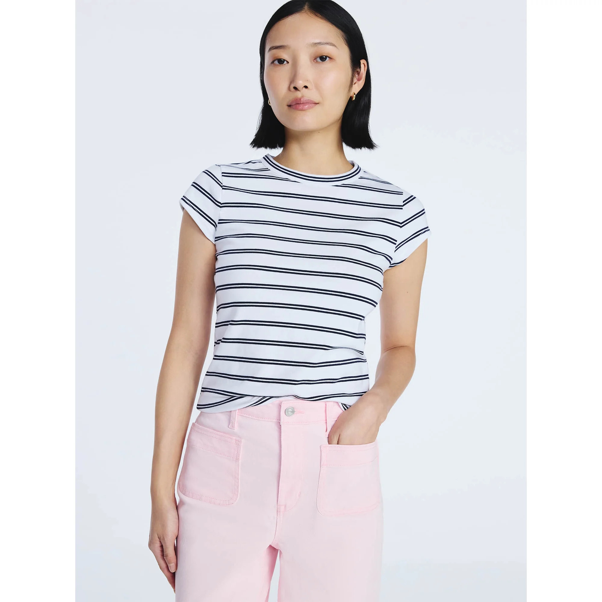 Free Assembly Women's and Women's Plus Cap Sleeve Tee, Sizes XS-4X | Walmart (US)