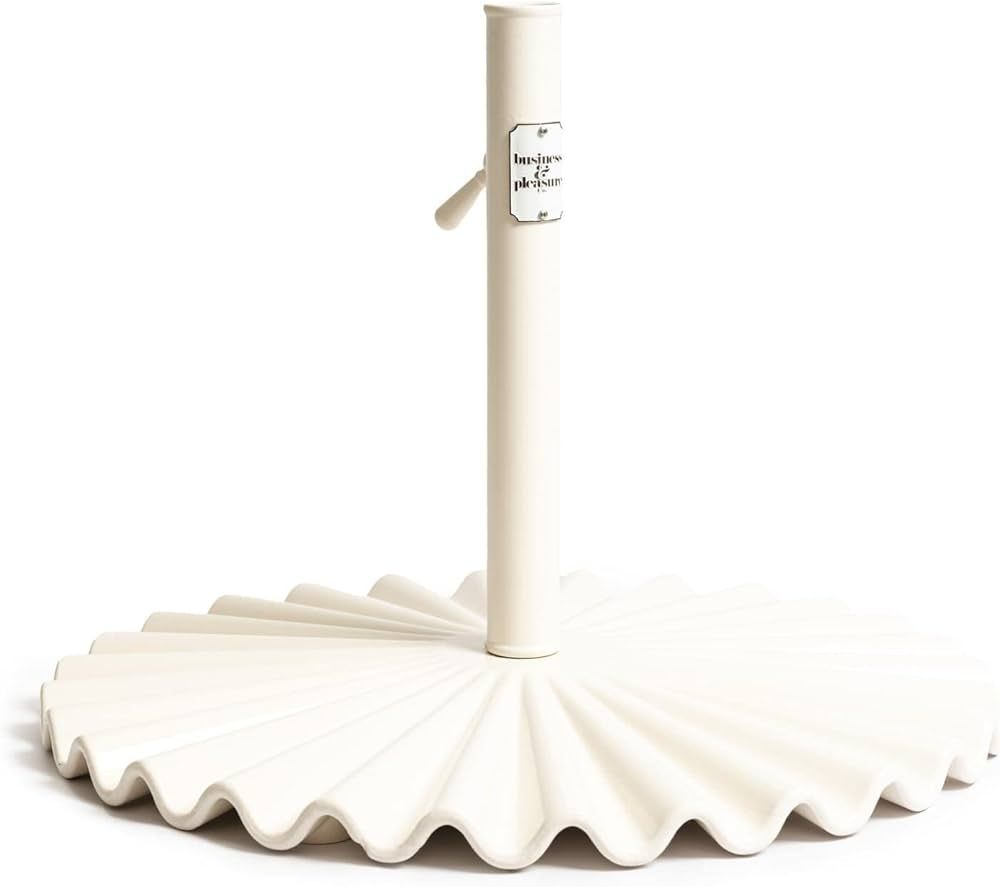 Business & Pleasure Co. The Clamshell Base - Outdoor Patio Umbrella Base - Antique White, 55lbs | Amazon (US)