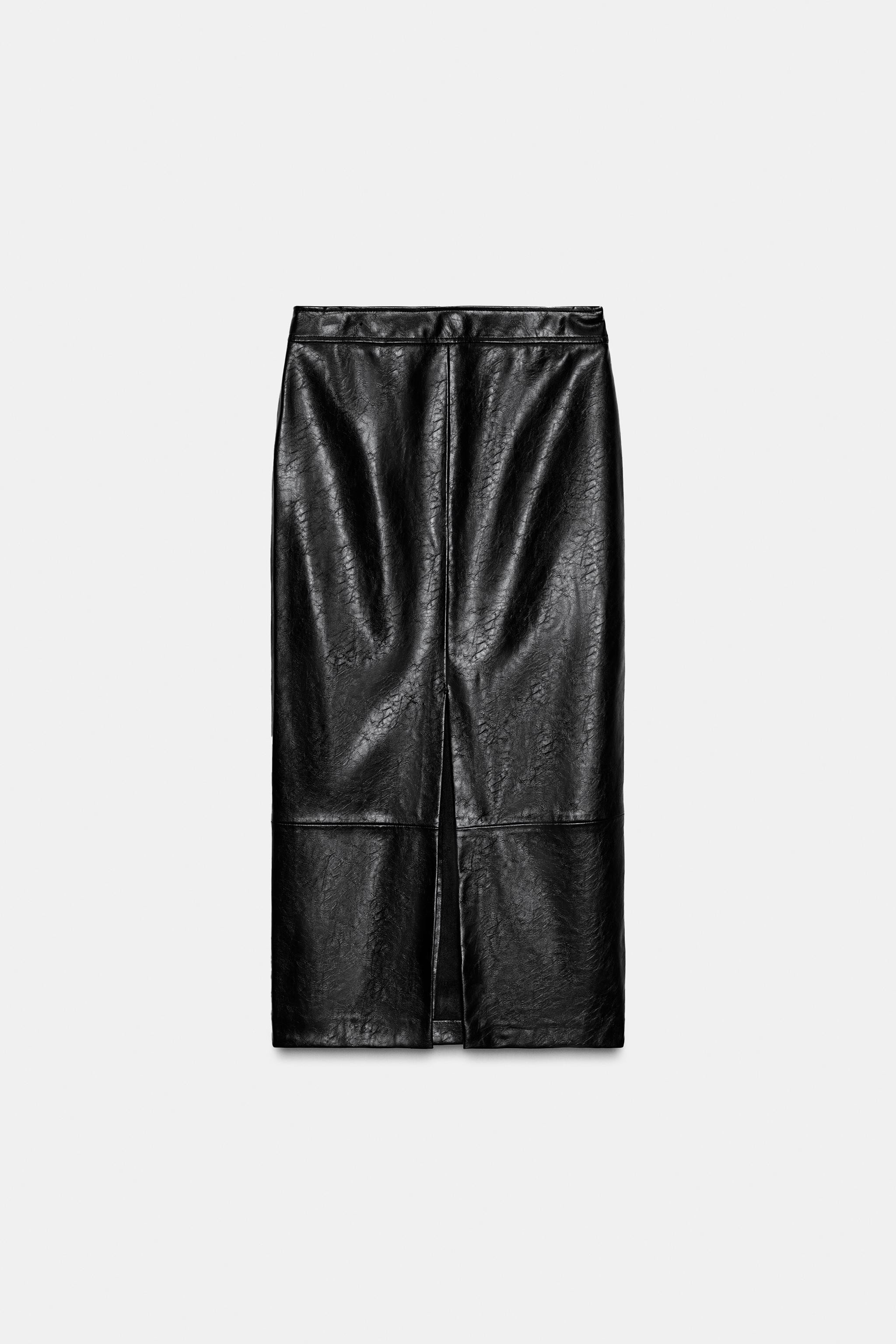 FAUX LEATHER MIDI SKIRT | Zara UK