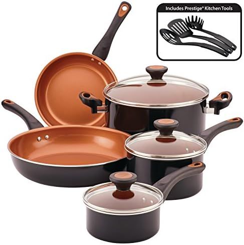 Farberware Glide Dishwasher Safe Nonstick Cookware Pots and Pans Set, 11 Piece, Black | Amazon (US)