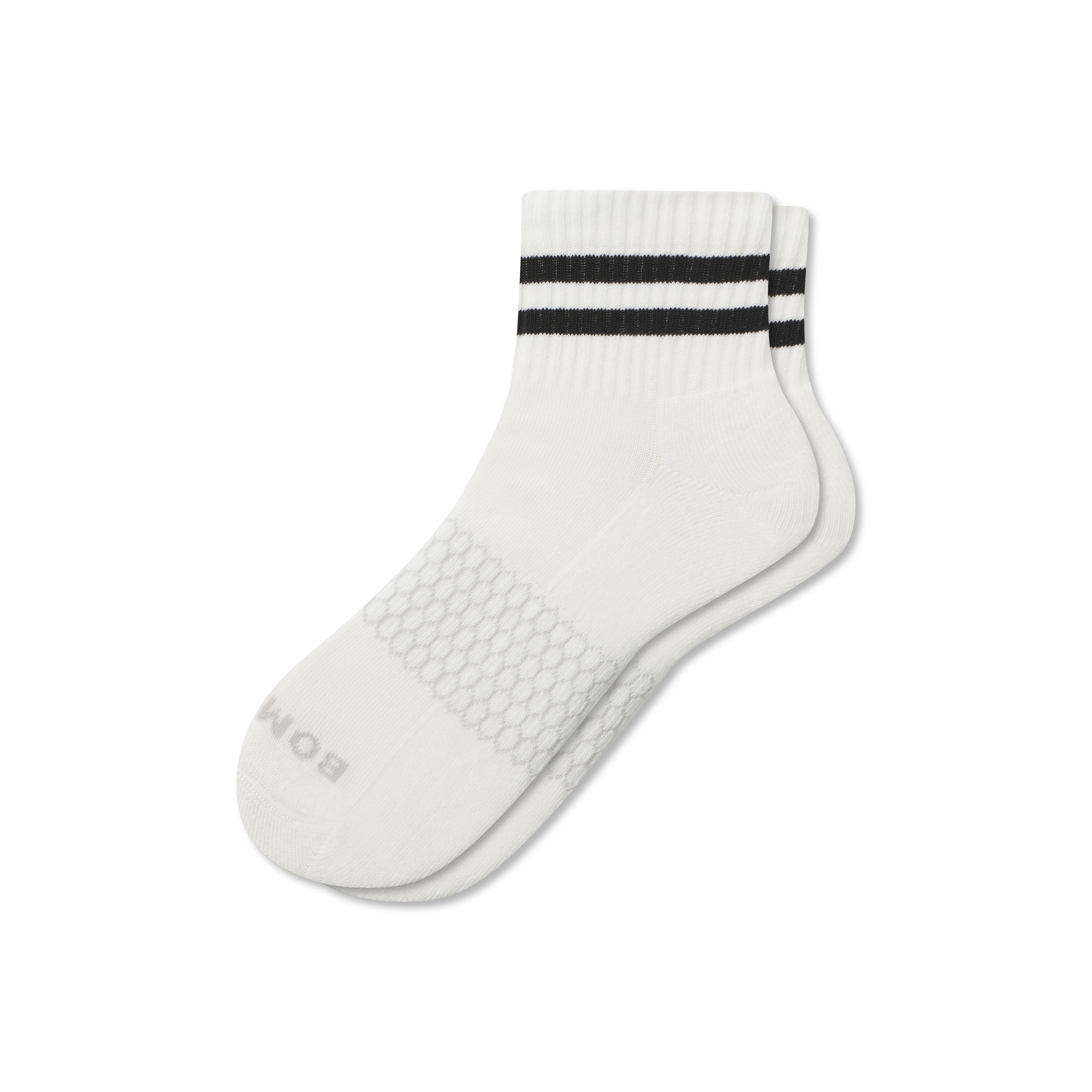 Women's Vintage Stripes Quarter Socks - Light Grey - Medium - Cotton Blend - Bombas | Bombas