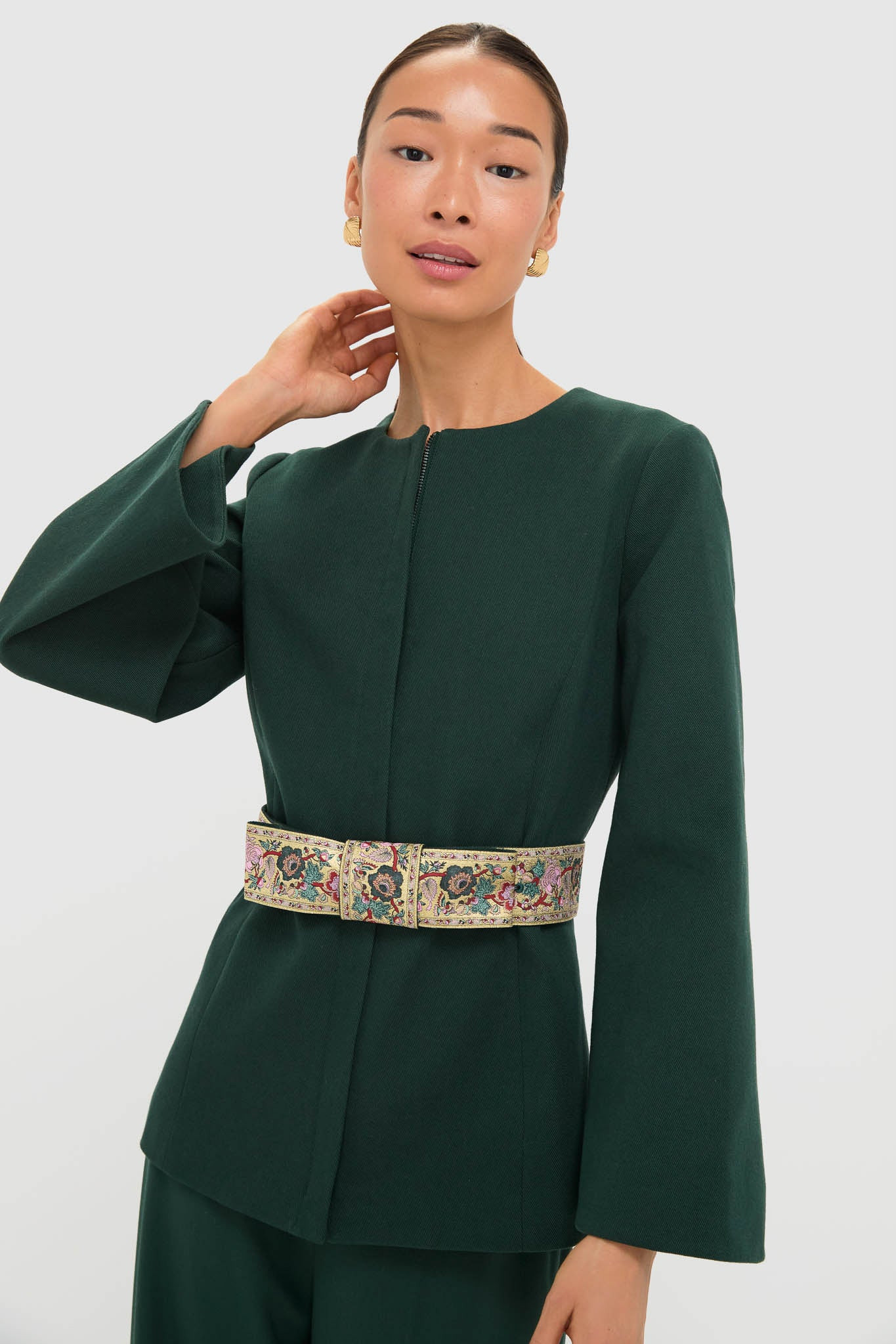 Garden Scrollwork Jacquard Belted Rhoda Tunic Top | Tuckernuck (US)