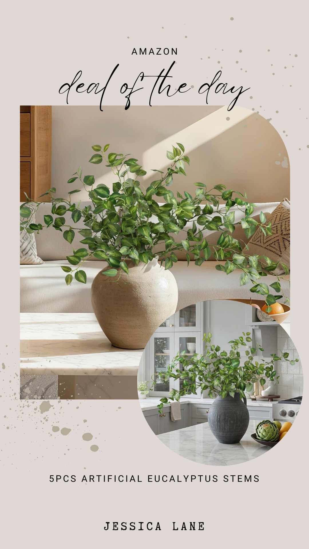 Neutral faux eucalyptus stems to bring a little spring into any space for less#AmazonDeals #DailyDeals #FauxFlorals

#LTKSeasonal #LTKSaleAlert #LTKHome