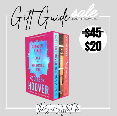 Colleen Hoover  book sale . Early Black Friday sale. Black Friday sale. Gift guide for her. gift guide 2023. Gift guide for teens. Gift guide under $30. Holiday gifting. Stocking stuffer. Fall fashion. Gift guide for her. Favorite things party. Christmas gift guide.  2023 gift guide 
Sale


#LTKCyberWeek #LTKGiftGuide #LTKHoliday