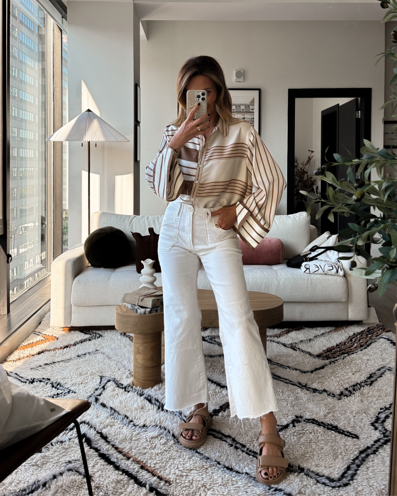 End of summer elevated casual outfit
This satin shirt has been a total hit and it fit oversized, wearing XS
These jeans make my legs look so long and are perfect to wear into fall with boots! Size 25 - tts and stretchy

#LTKSeasonal #LTKStyleTip #LTKOver40