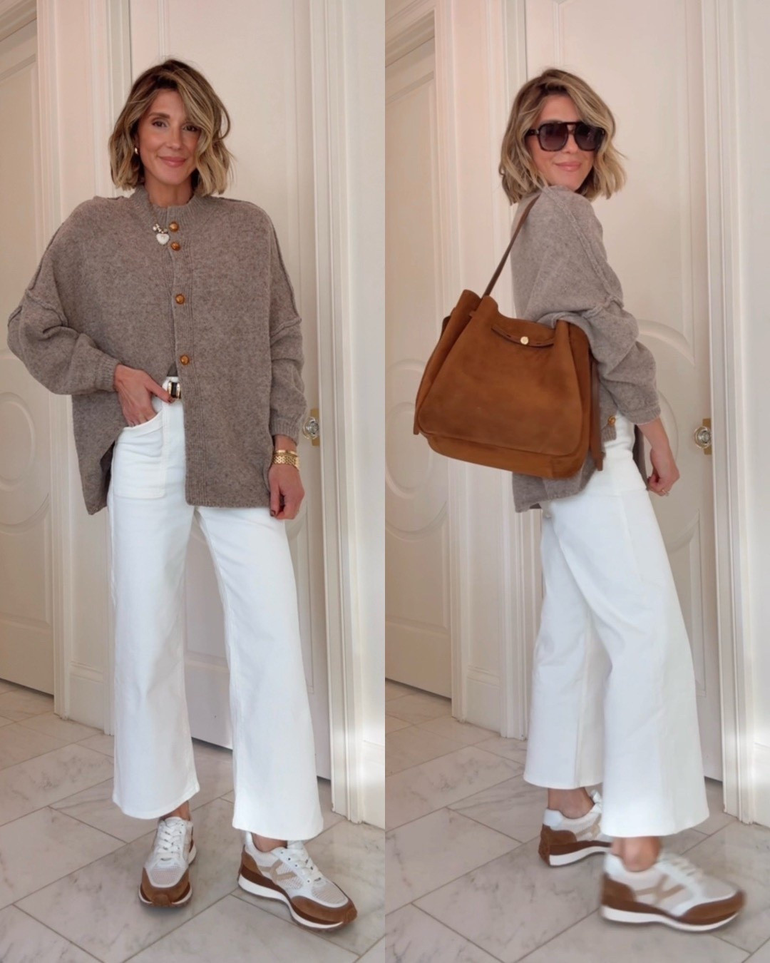 Winter white jeans outfit
