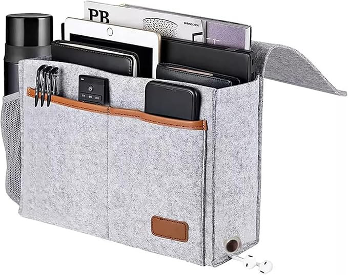Bedside Caddy,Felt Bedside Storage Organizer, Hanging Storage for Dorm Bed Sofa for tablet Magazi... | Amazon (US)