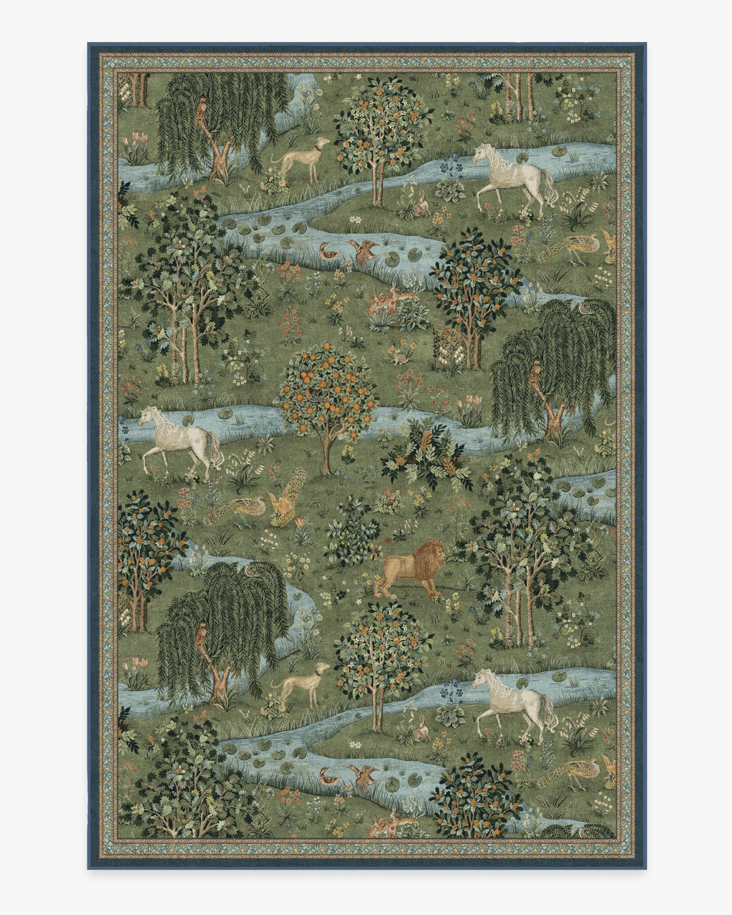 Morris & Co. Owl & Willow Green Rug | Ruggable | Ruggable