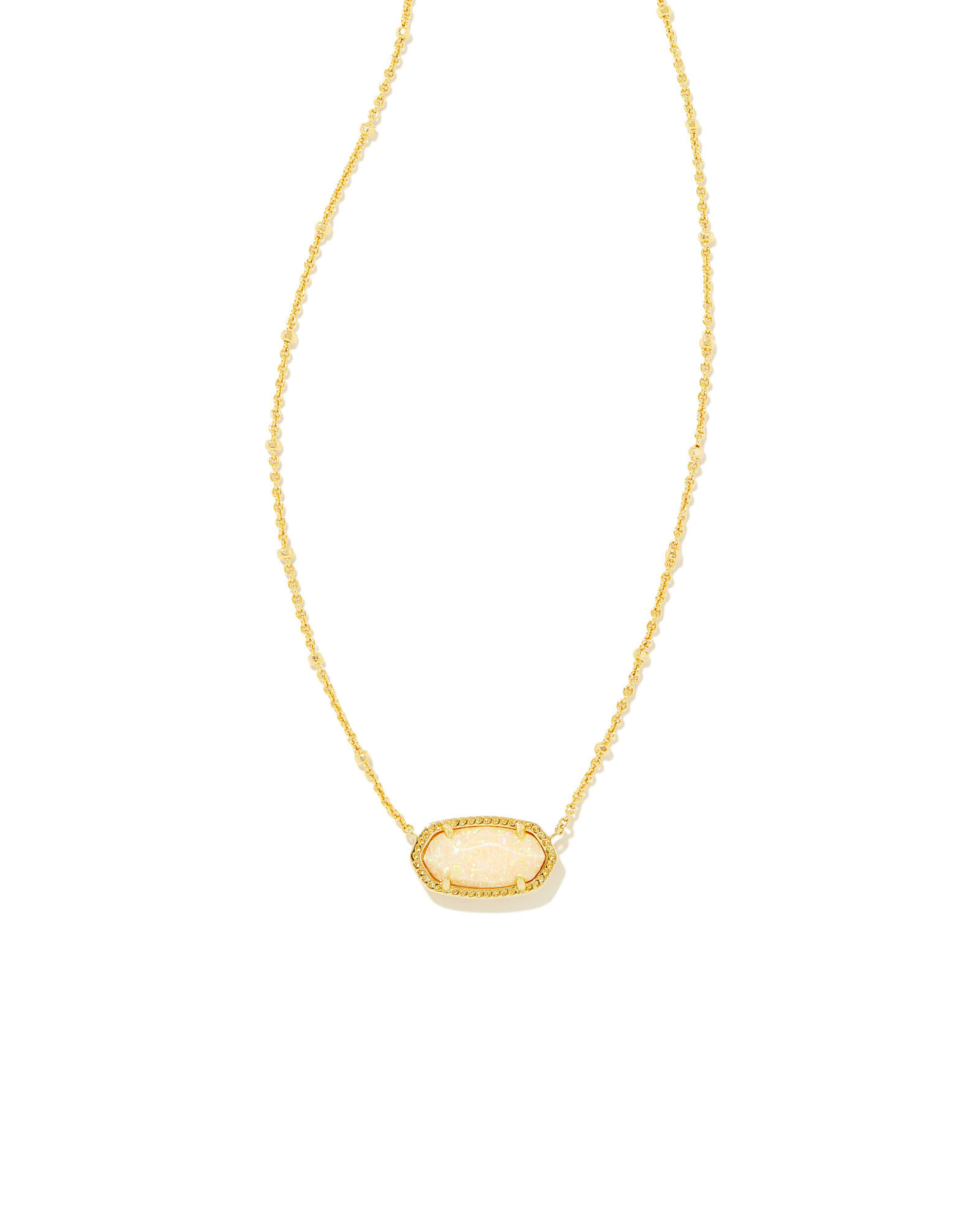 Elisa Gold Satellite Short Pendant Necklace in Yellow Kyocera Opal | Kendra Scott