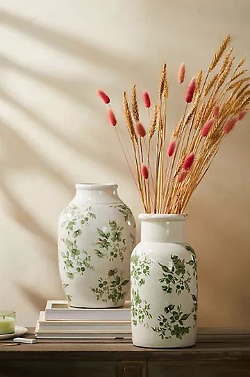 Green Chinoiserie Column Vase | Anthropologie (US)