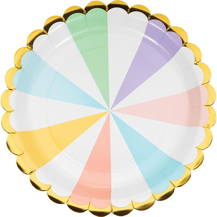 Creative Converting Pastel Celebrations Dinner Plate Scallop Shaped Foil 8ct | Walmart (US)