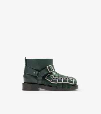 Leather Strap Boots in Vine - Women | Burberry® Official | Burberry (US)