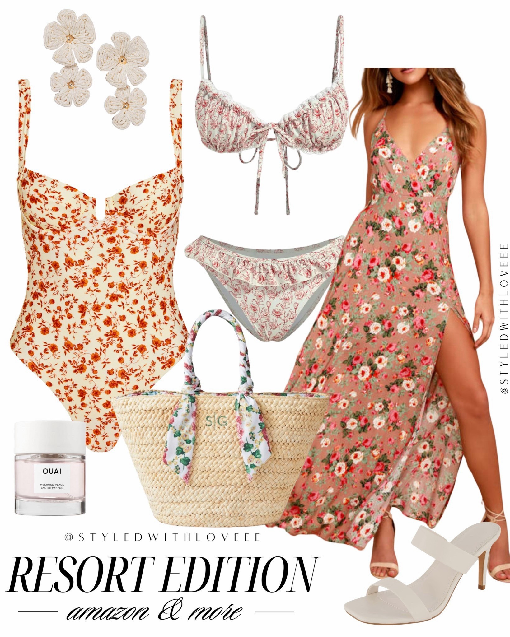 Florals just hit different on vacation.
This one-piece is super flattering and the ruffle bikini is even cuter on — both are under $35!
I paired them with the prettiest flowy dress and a personalized straw tote that’s giving bougie on a budget.

#LTKootd #LTKTravel #LTKSwim