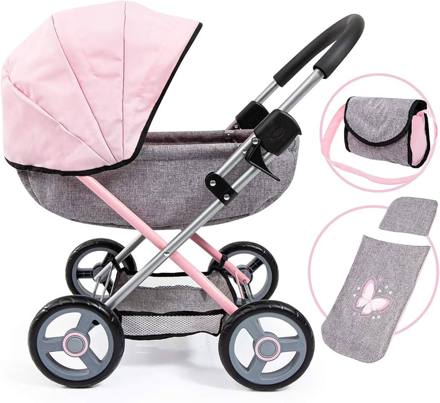 Bayer Dolls 4-in-1 Toy Baby Doll Pram Stroller Cosy Set - Dolls Up to 18" (Pink/Grey) | Amazon (US)