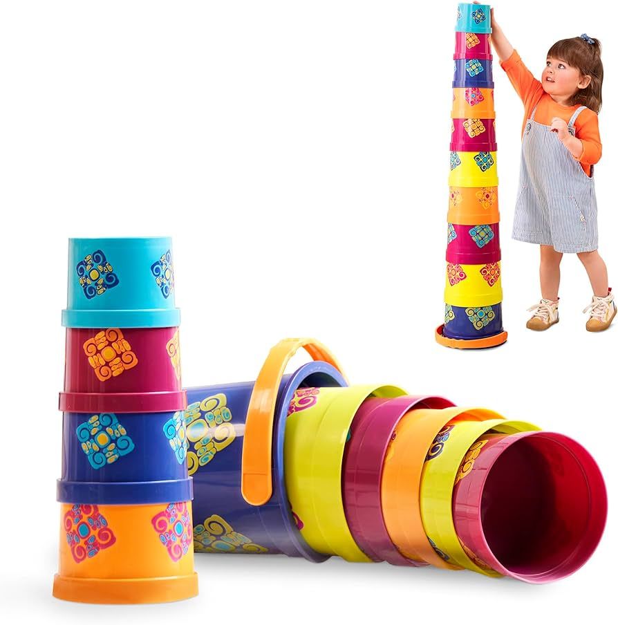 B. toys- Stacking Buckets – 10 pcs – Sort & Stack Colorful Nesting Cups – Bath & Backyard ... | Amazon (US)