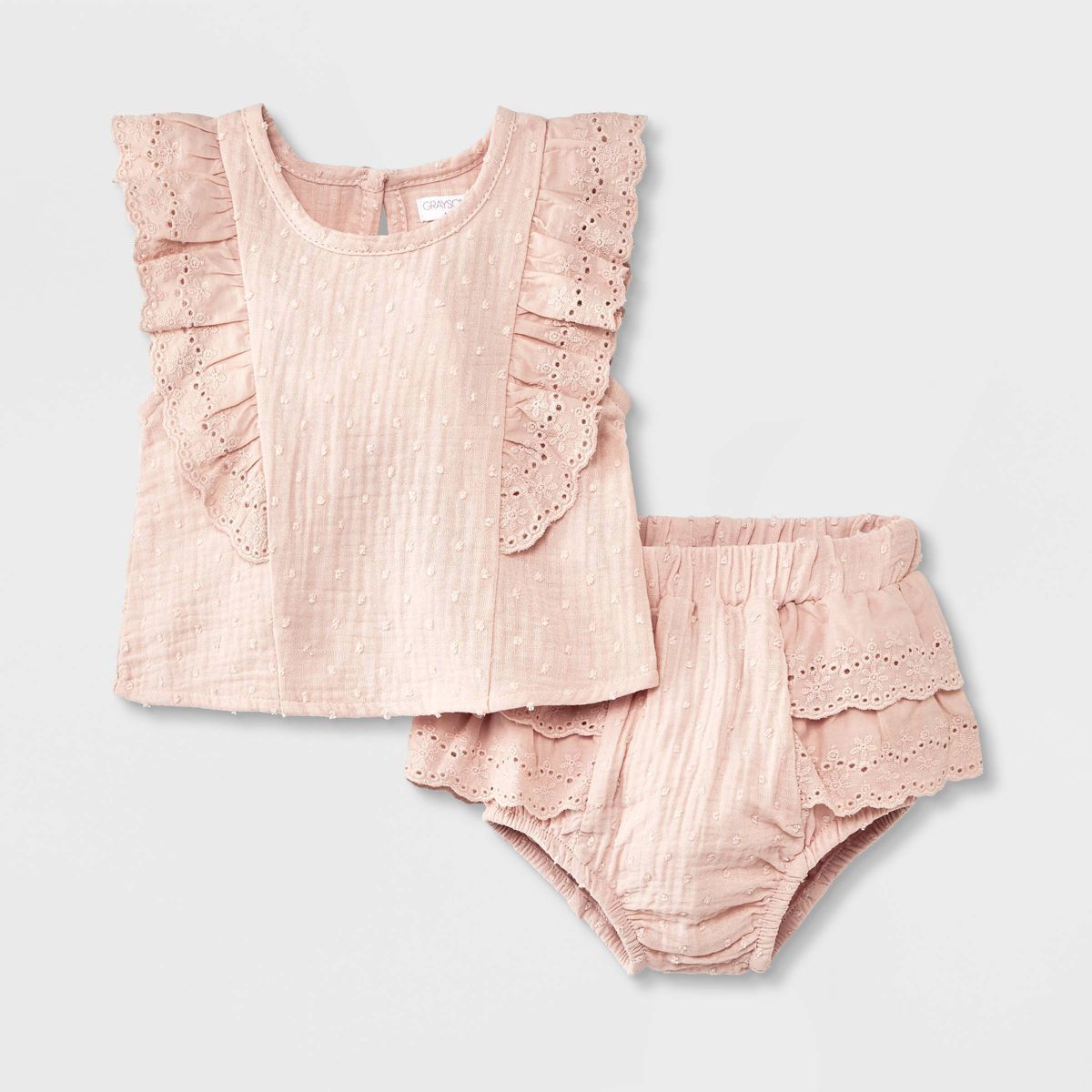 Grayson Mini Baby Girls' Solid Top & Bottom Set - Pink | Target