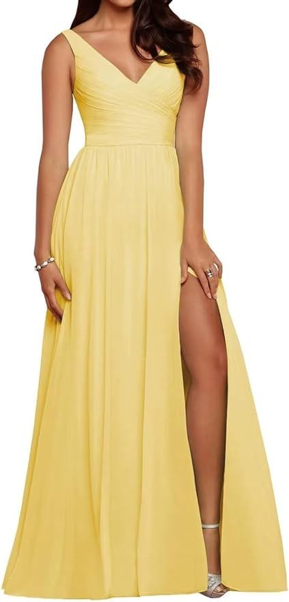 Exquisite Chiffon Formal with Side Slit for Women Long Bridesmaid Dresses | Amazon (US)