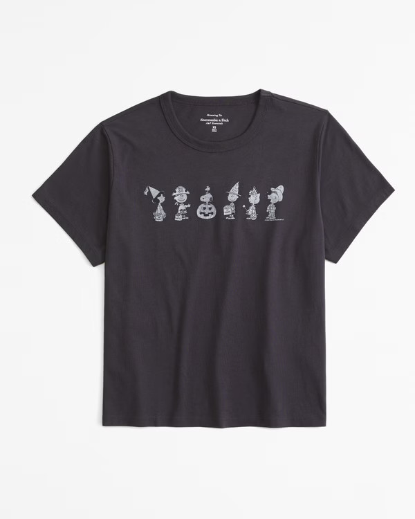 Women's Short-Sleeve Peanuts Graphic Skimming Tee | Women's New Arrivals | Abercrombie.com | Abercrombie & Fitch (US)