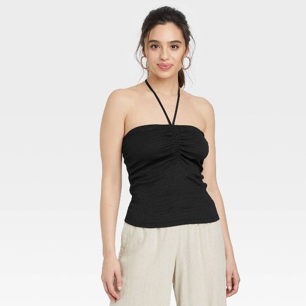 Women's Slim Fit Textured Halter Top - A New Day™ | Target