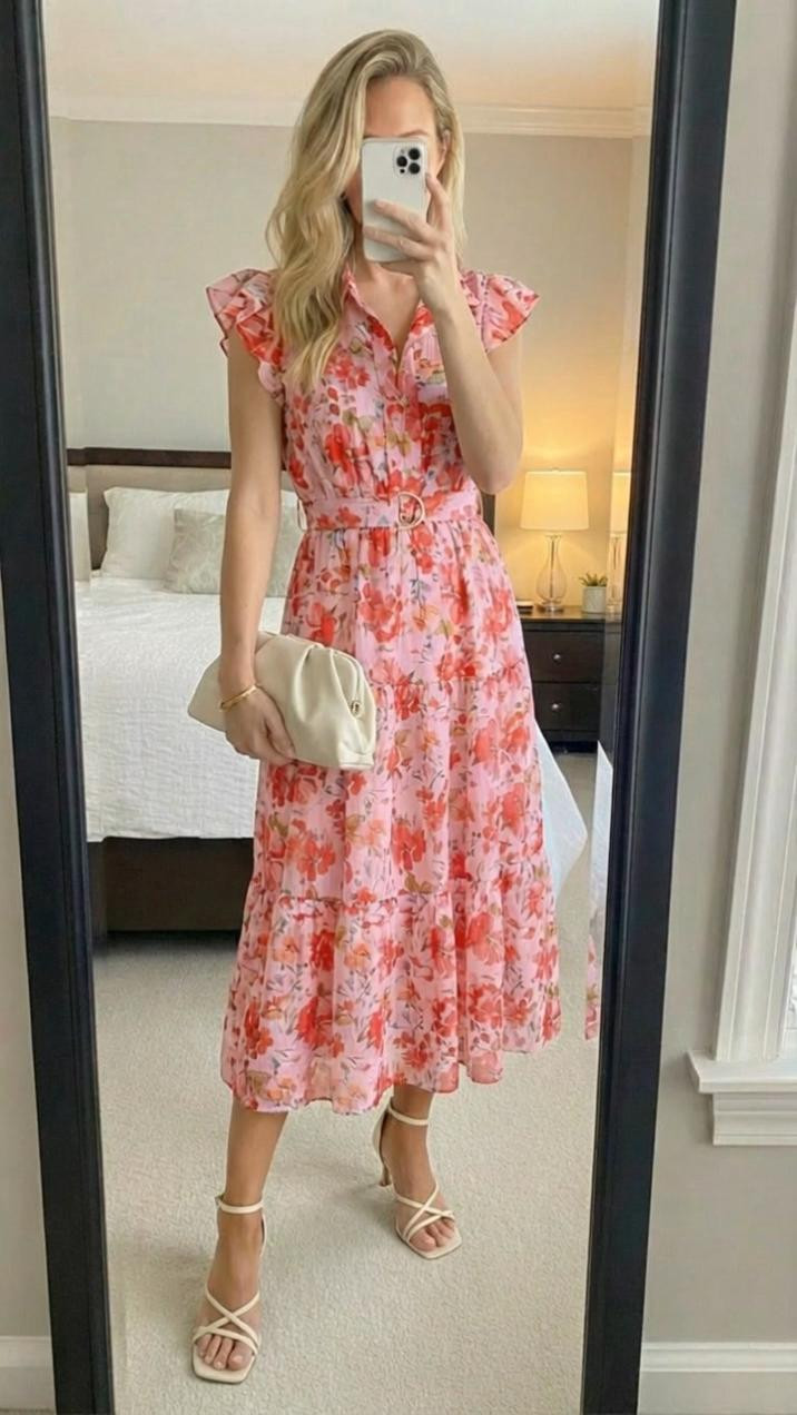 The prettiest pink floral moment 🌸

This belted floral midi dress is everything I love about spring style — romantic, polished, and effortlessly put together. The flutter sleeves, defined waist, and flowy skirt create the most flattering silhouette.

Styled with:
• neutral strappy heels
• a soft beige clutch
• delicate gold jewelry

Perfect for:
• spring wedding guest outfits
• Easter dresses
• baby showers
• bridal showers
• garden parties
• brunch dates
• church outfits

It’s one of those dresses that feels feminine and elevated without being overdone — just timeless and beautiful.

Pink florals for spring? Always yes 💕

#springdress #pinkflorals #weddingguestdress #easteroutfit #femininefashion #gardenparty #springstyle #mididress #romanticstyle #classicstyle #ltkstyle #eventdressing 

 

#LTKSpringSale #LTKdayinmylife #LTKgrwm