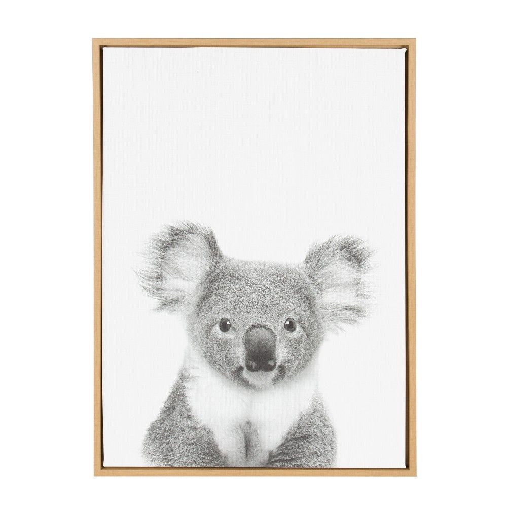 Kate & Laurel 33""x23"" Sylvie Koala And Animal Portrait Framed Wall Canvas Wood, Adult Unisex, Brown | Target