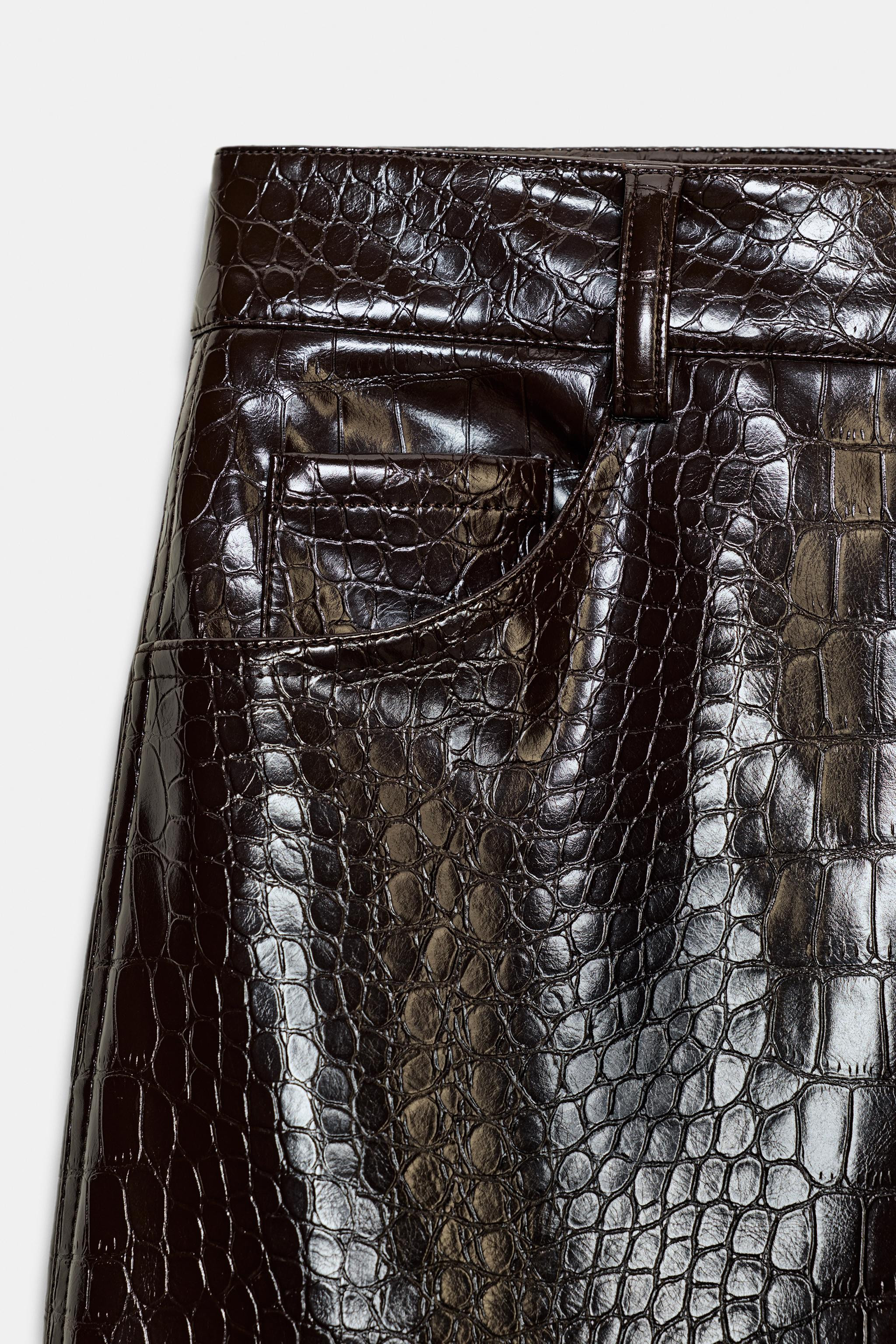 ANIMAL EMBOSSED FAUX LEATHER STRAIGHT TROUSERS | Zara UK