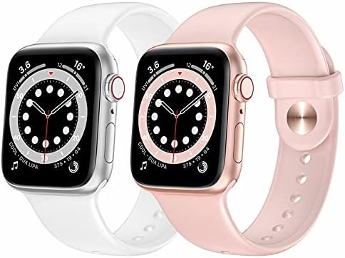 OUHENG 2 Pack Sport Band Compatible with Apple Watch Band 40mm 38mm 44mm 42mm, Soft Silicone Band Re | Amazon (US)